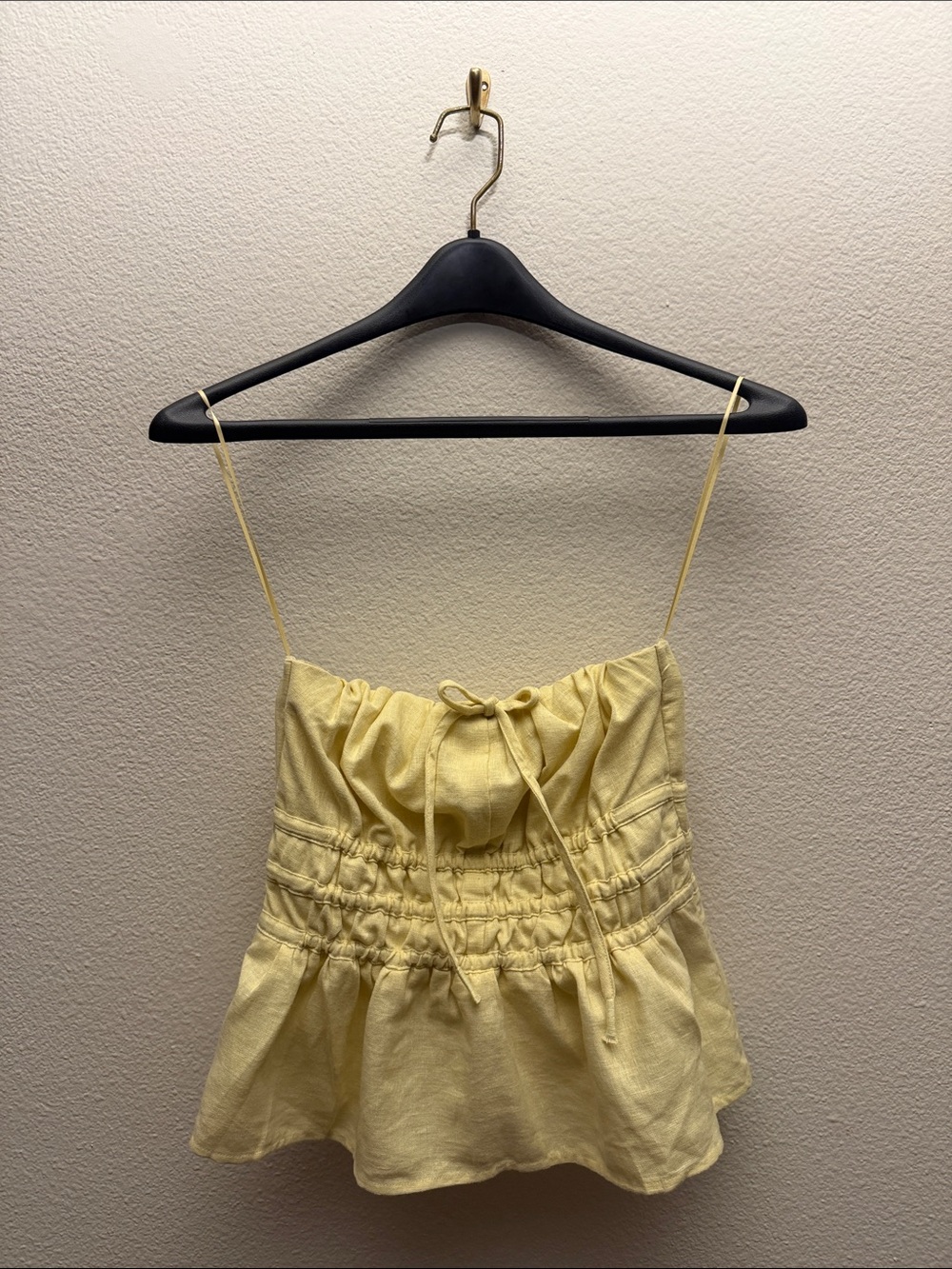 Anthropologie Somerset Strapless Butter Yellow Blouse